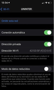 Ajustes de Wi-Fi en Apple