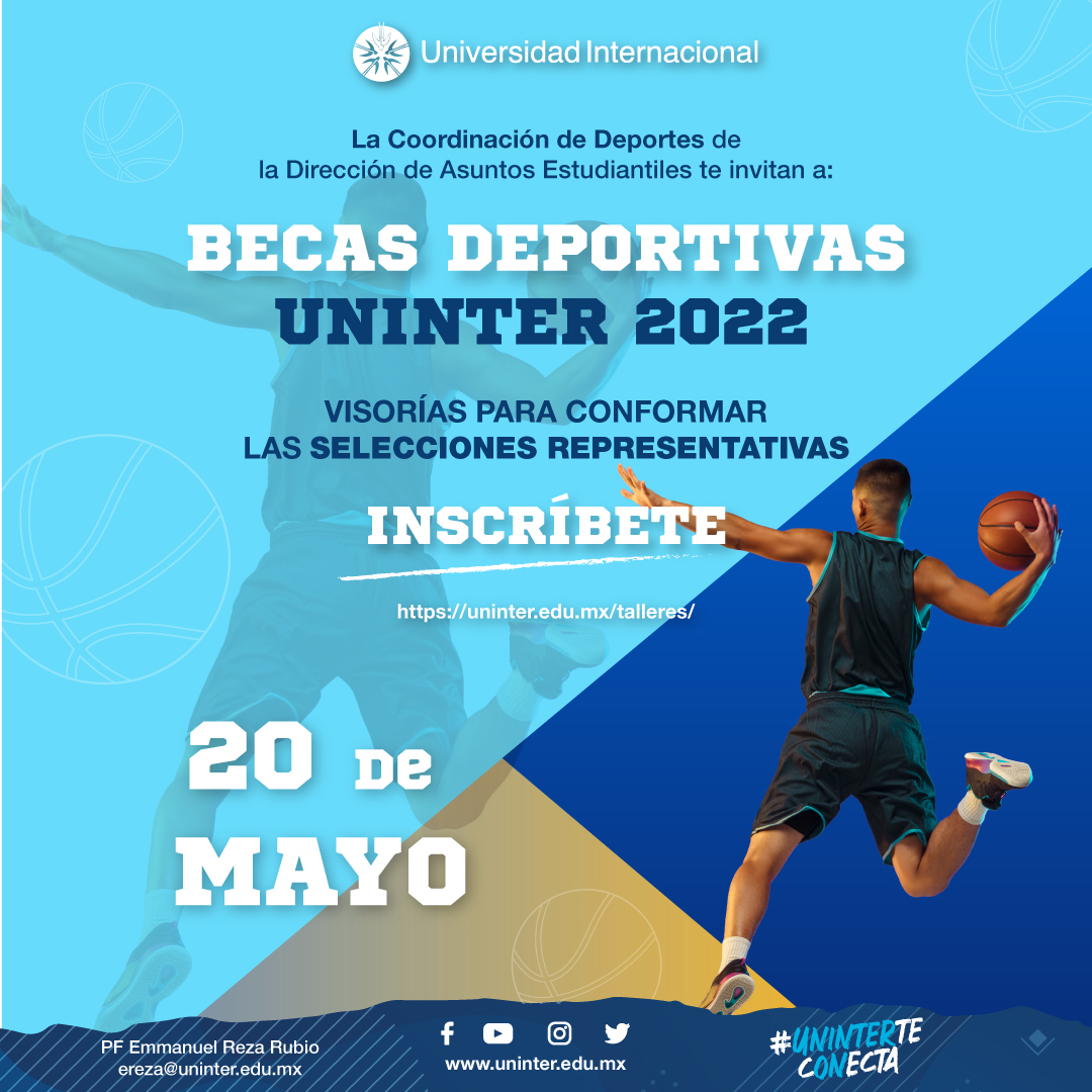 ¡Uninter saluda a todos los deportistas del estado de Morelos y estados circunvecinos. Siguen abiertos los registros para la captura de talentos durante las visorias de la Universidad Internacional 2022.