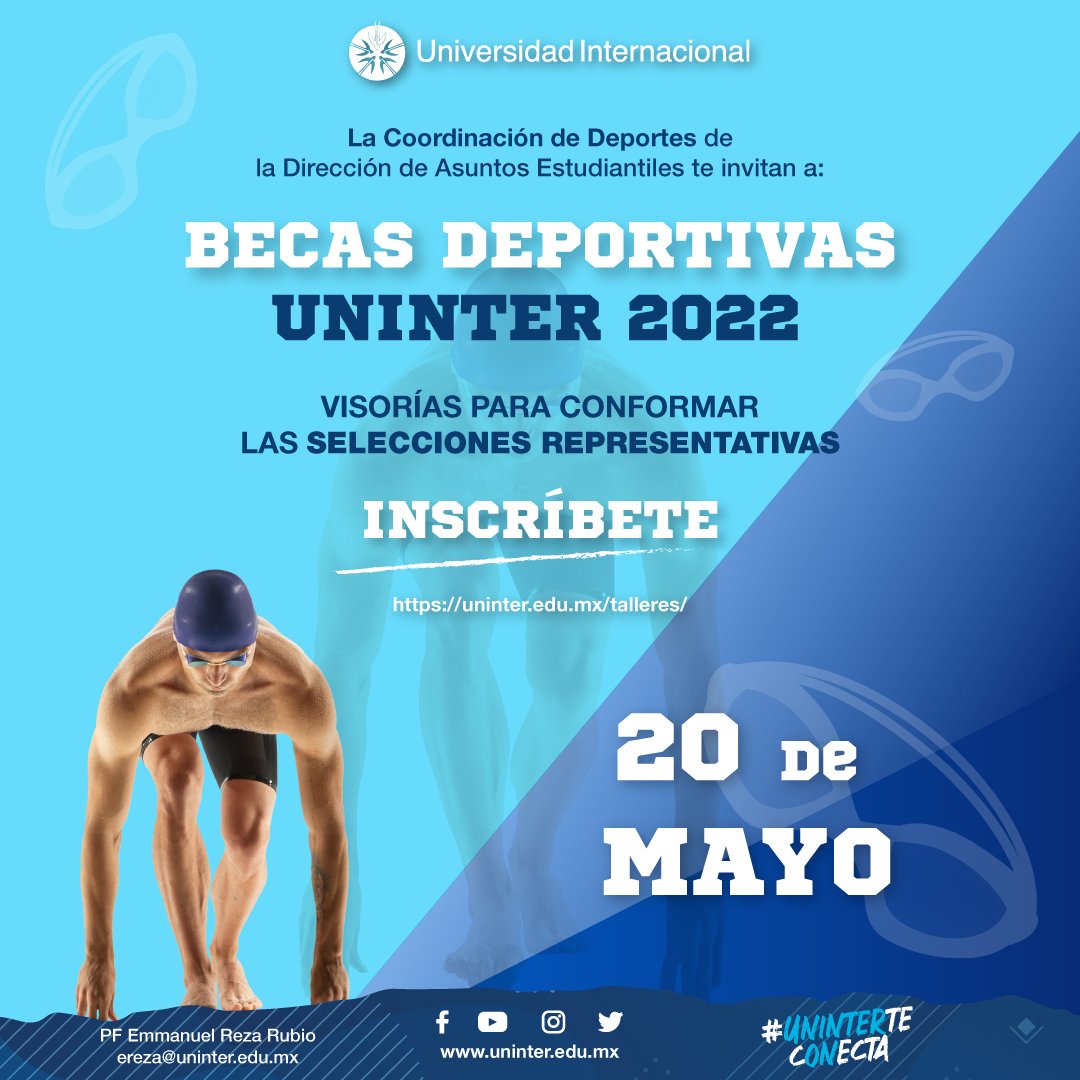¡Uninter saluda a todos los deportistas del estado de Morelos y estados circunvecinos. Quedaron abiertos los registros para la captura de talentos durante las visorias de la Universidad Internacional 2022.