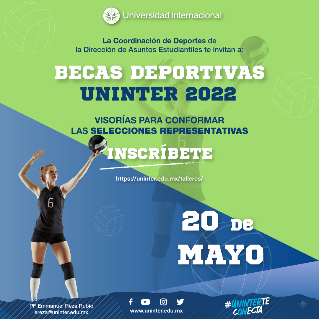 ¡Uninter saluda a todos los deportistas del estado de Morelos y estados circunvecinos. Siguen abiertos los registros para la captura de talentos durante las visorias de la Universidad Internacional 2022.