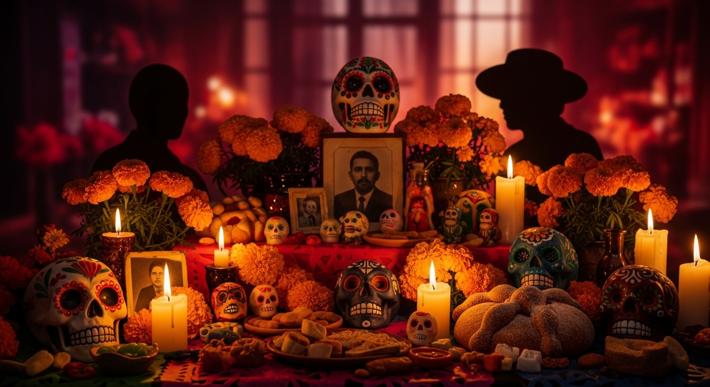 Ofrenda tradicional mexicano para el Día de Muertos