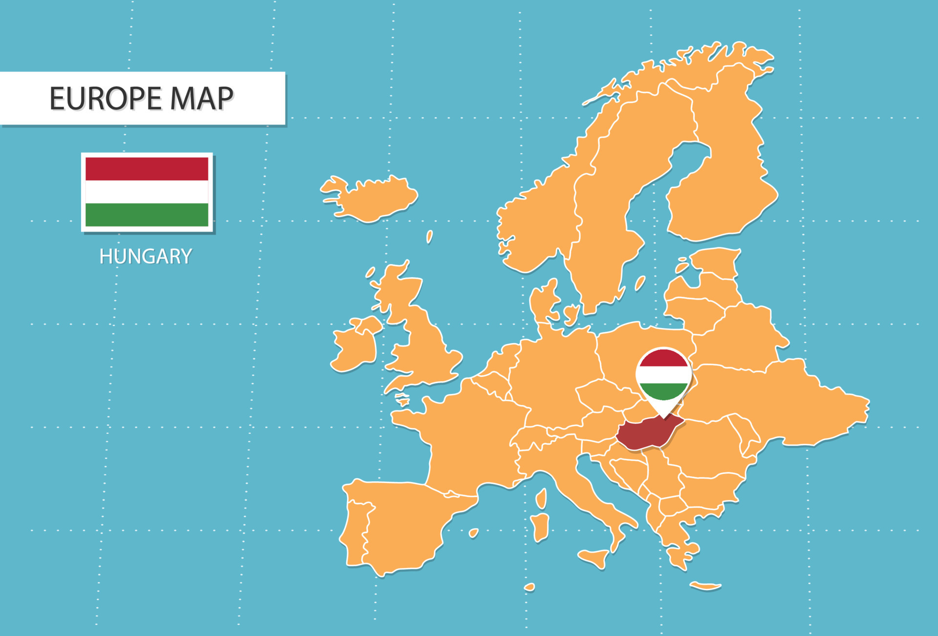 Mapa, Hungría en Europa