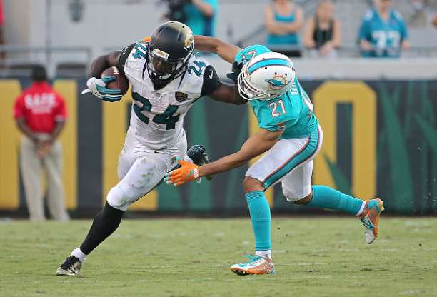 during a game  at EverBank Field on September 20, 2015 in Jacksonville, Florida.