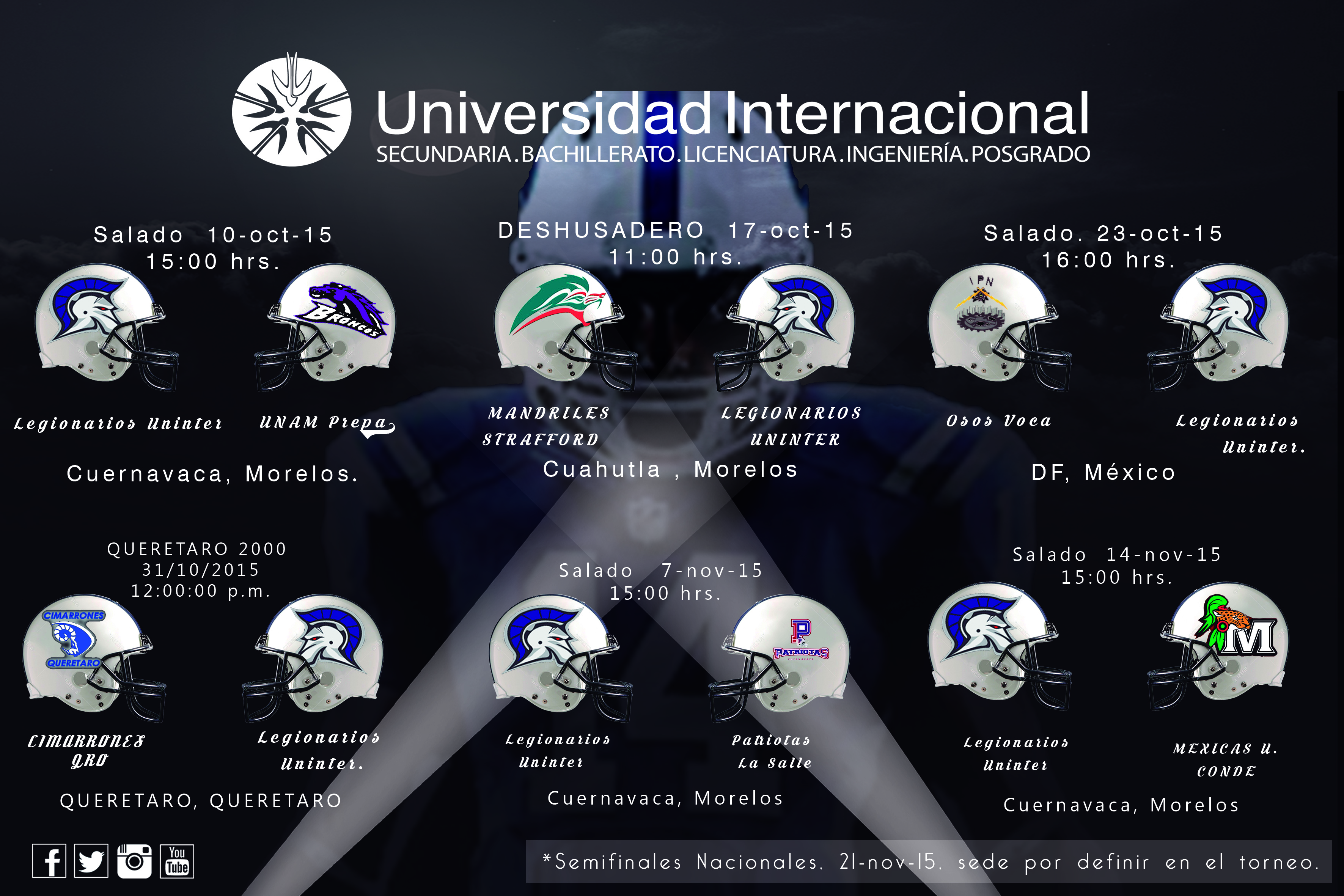 Calendario Juvenil Otoño 2015 ONEFA UNINTER